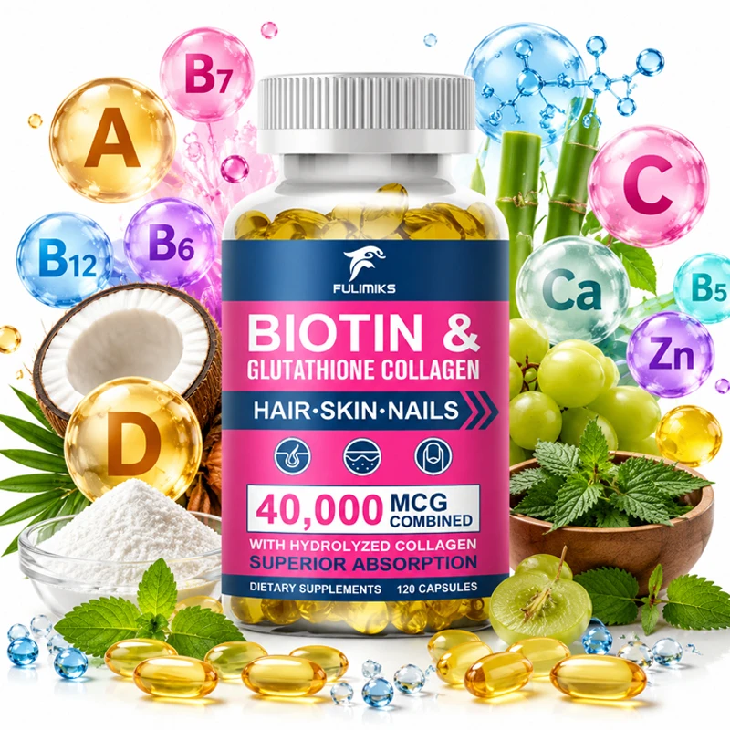 High Biotin 5000mcg Capsules with Hydrolyzed Fish Collagen & MSM, Healthy Hair, Glowing Skin, Strong Nails & Anti-Aging Support
High Biotin 5000mcg Capsules with Hydrolyzed Fish Collagen & MSM, Healthy Hair, Glowing Skin, Strong Nails & Anti-Aging Support