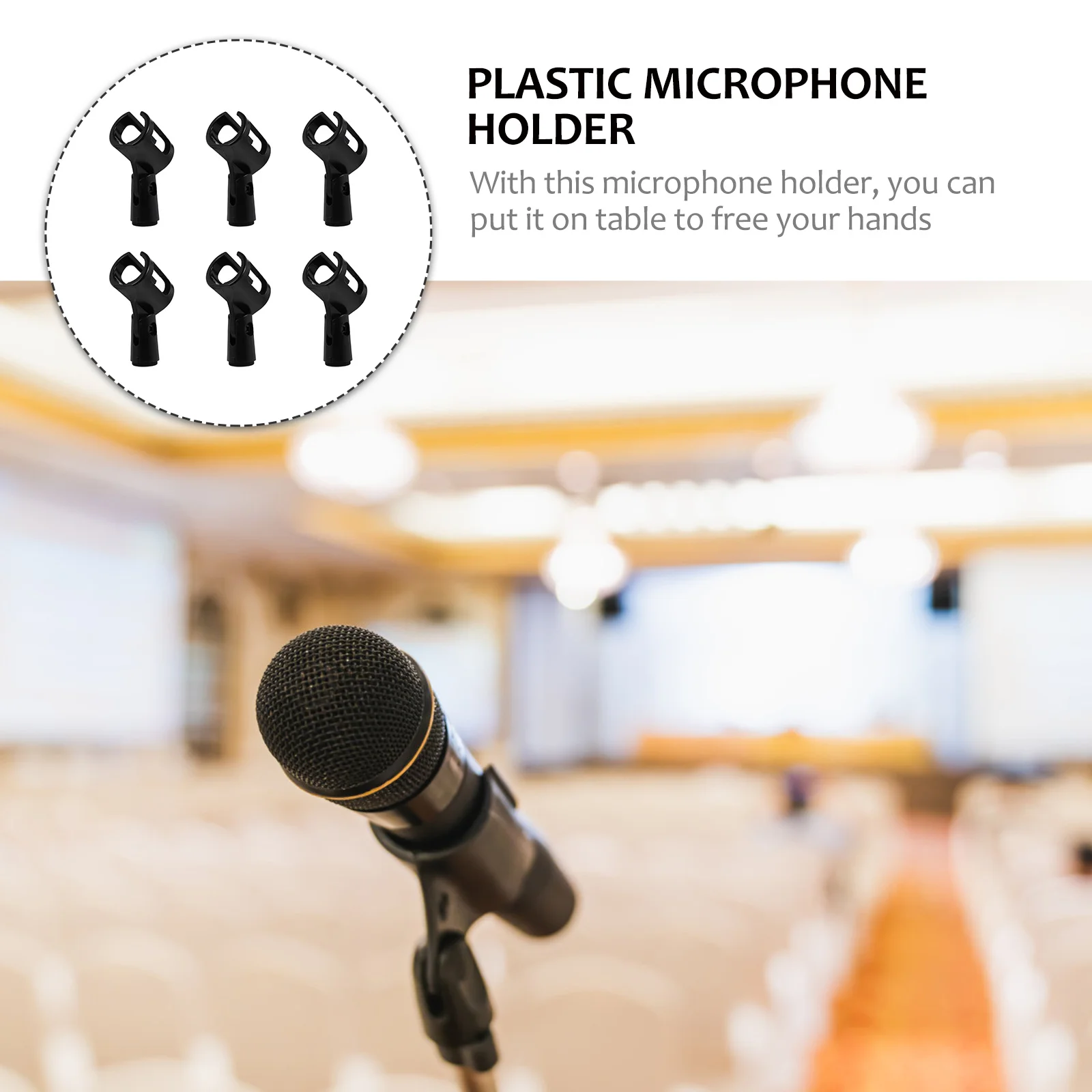 6 pcs H-Shaped Microphone Holder Black 2.5-3.8Cm Clip Stand For Conference Room Tabletop Use Portable Plastic Mic Support
6 pcs H-Shaped Microphone Holder Black 2.5-3.8Cm Clip Stand For Conference Room Tabletop Use Portable Plastic Mic Support