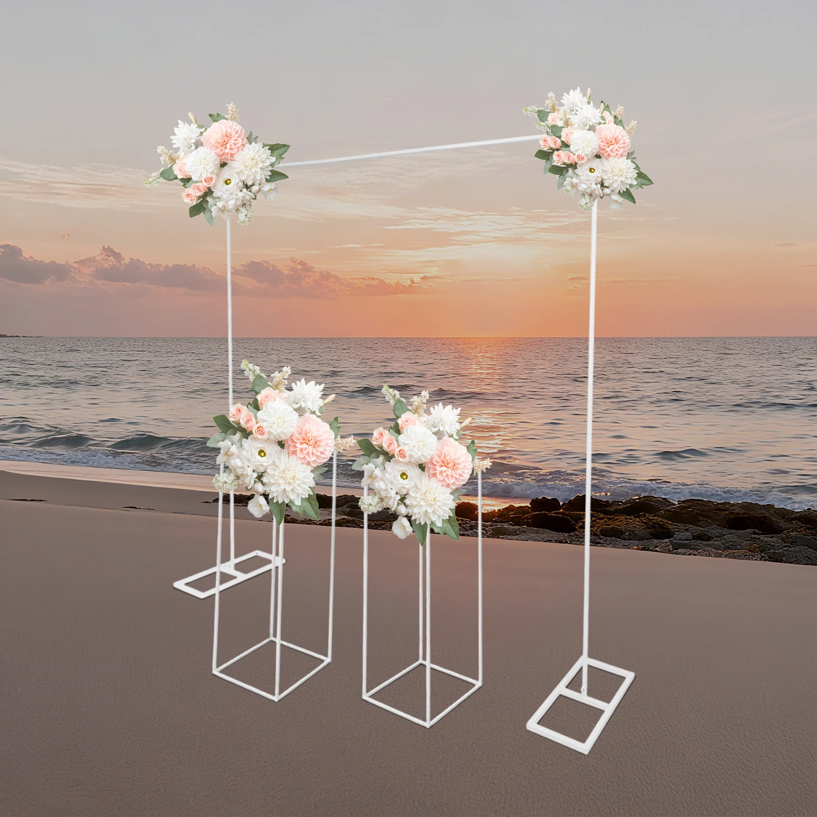 2x2m White Wedding Arch Wedding Arch Stand Set with 2pcs 27x27x80cm Square Flower Stands for Ceremony Decorations
2x2m White Wedding Arch Wedding Arch Stand Set with 2pcs 27x27x80cm Square Flower Stands for Ceremony Decorations