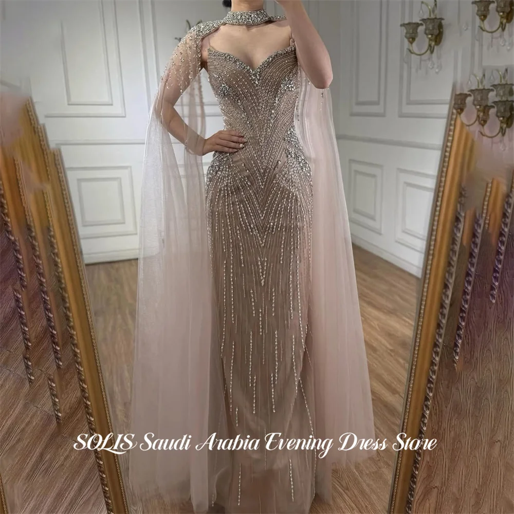 SOLIS Champagne Evening Dresses High Neck Formal Gown Cut Out Night Dresses Off Shoulder Prom Dresses Full Sleeves Customized
SOLIS Champagne Evening Dresses High Neck Formal Gown Cut Out Night Dresses Off Shoulder Prom Dresses Full Sleeves Customized
