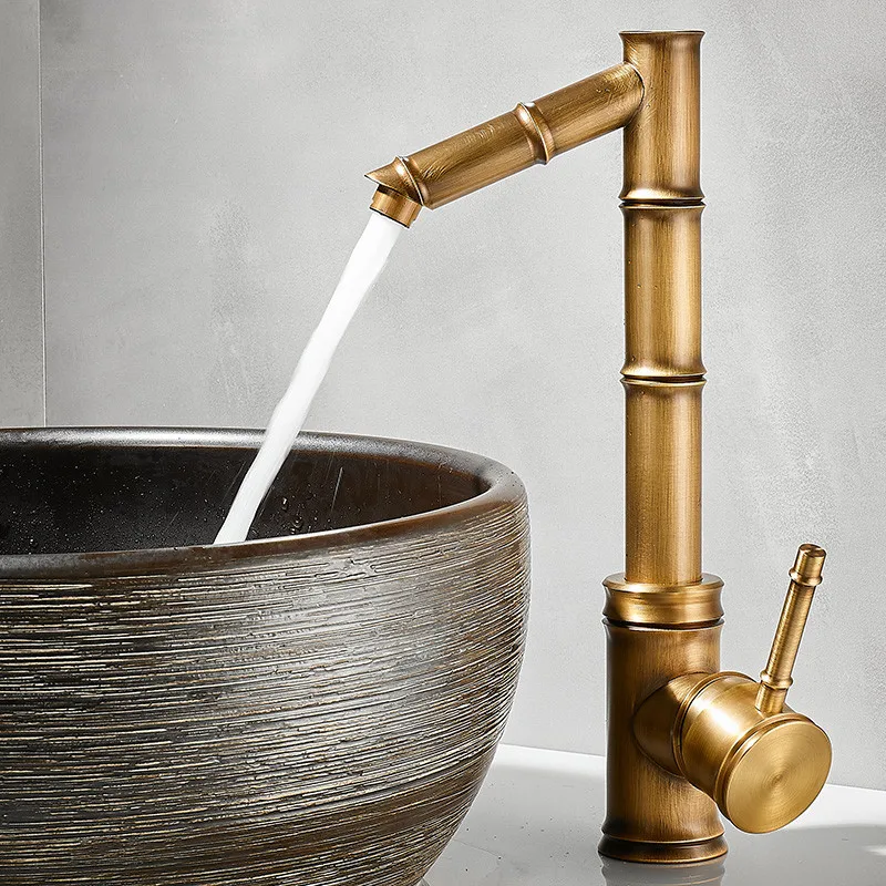 Antique Brass Basin Faucets Hot & Cold Bathroom Sink Mixer Water Taps Bamboo Shape Single Lever Handle Deck Mounted New Arrivals
Antique Brass Basin Faucets Hot & Cold Bathroom Sink Mixer Water Taps Bamboo Shape Single Lever Handle Deck Mounted New Arrivals
