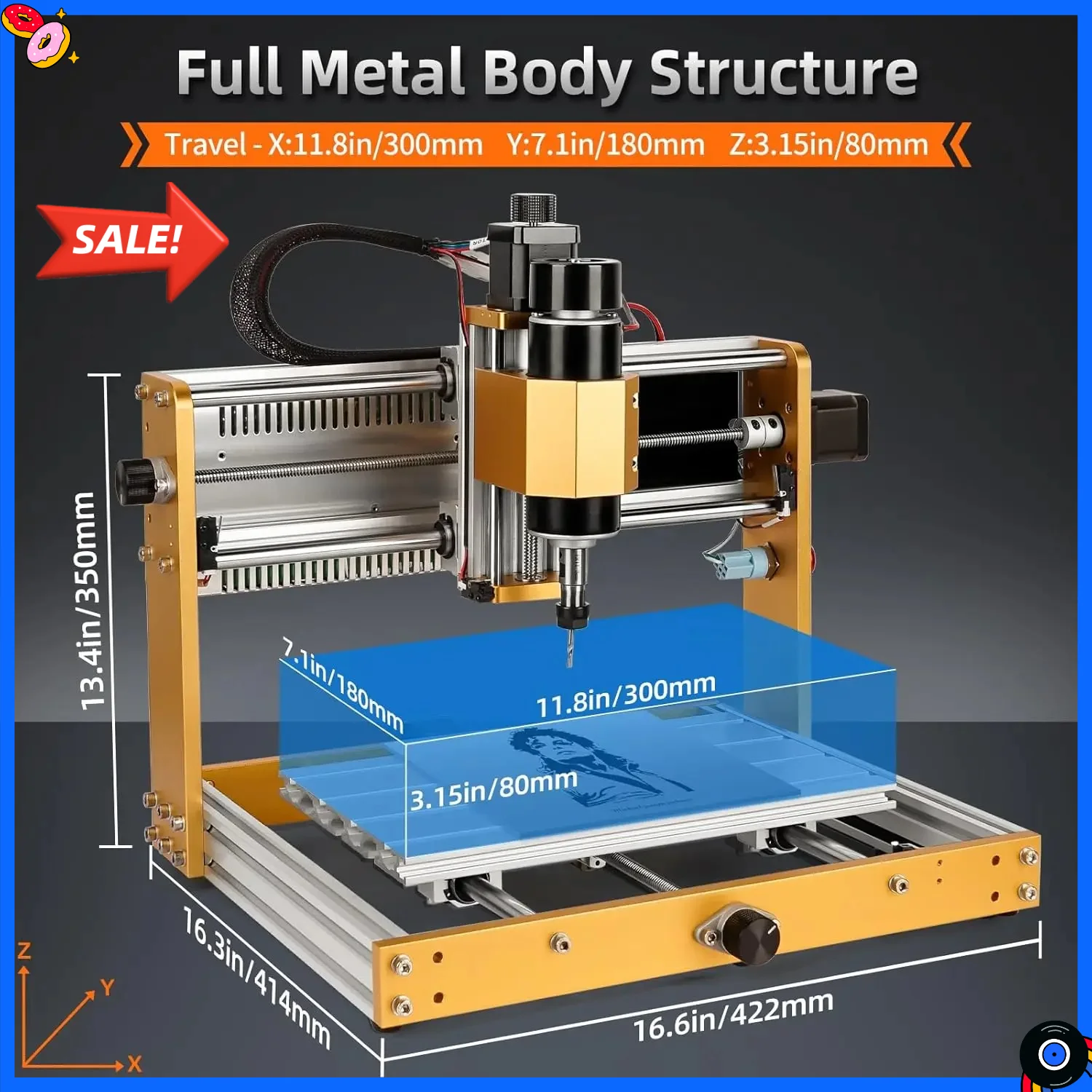 Бестселлер 3018 PRO MAX: ЧПУ-станок 500 Вт, цельнометаллический фрезерный станок с ЧПУ, 3 оси, концевые выключатели и аварийная остановка, с GRBL Offline Co
Бестселлер 3018 PRO MAX: ЧПУ-станок 500 Вт, цельнометаллический фрезерный станок с ЧПУ, 3 оси, концевые выключатели и аварийная остановка, с GRBL Offline Co