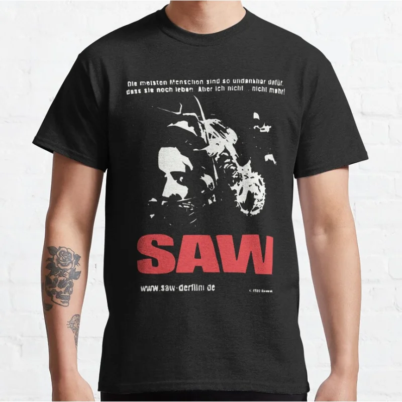 Retro vintage Horror movie Saw 2004 movie promo film Scary halloween Graphic T Shirts large size mens clothing Adult tops S-6XL
Retro vintage Horror movie Saw 2004 movie promo film Scary halloween Graphic T Shirts large size mens clothing Adult tops S-6XL
