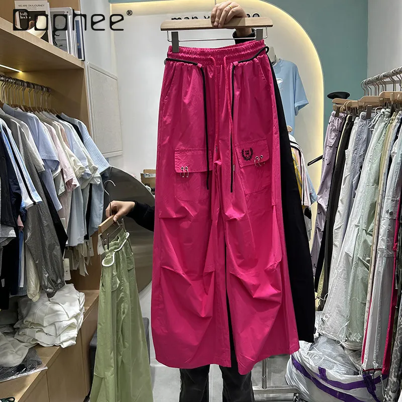 American Retro Embroidered Overalls Women's Summer High-waisted Contrasting Color Drawstring Wide-leg Pants Thin Casual Trousers
American Retro Embroidered Overalls Women's Summer High-waisted Contrasting Color Drawstring Wide-leg Pants Thin Casual Trousers