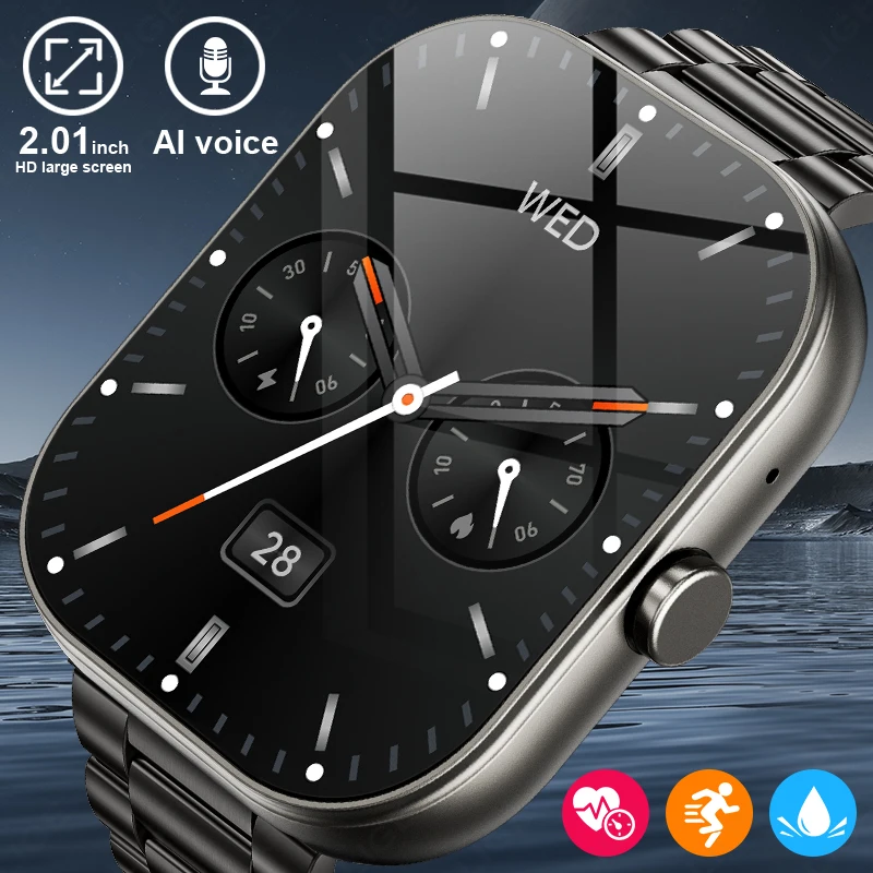 LIGE Smart Watch 2.01 inch Bluetooth Call Women Voice Assistant Heart Rate Monitor Sleep Tracker Smartwatch Men For Android IOS