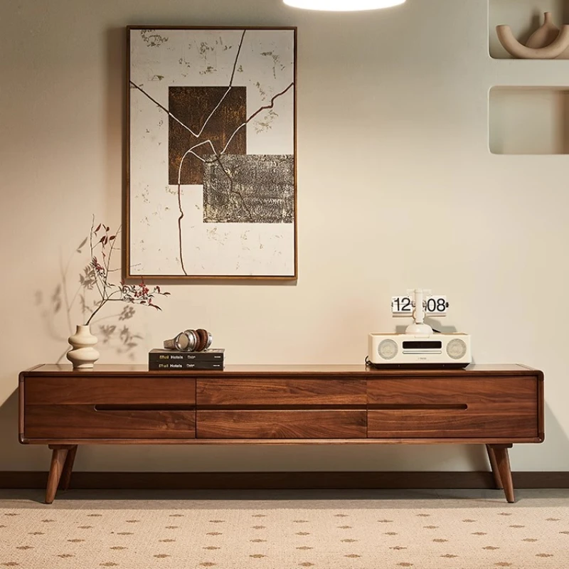 Black walnut TV cabinet, simple floor cabinet, household living room storage solid wood TV cabinet
Black walnut TV cabinet, simple floor cabinet, household living room storage solid wood TV cabinet