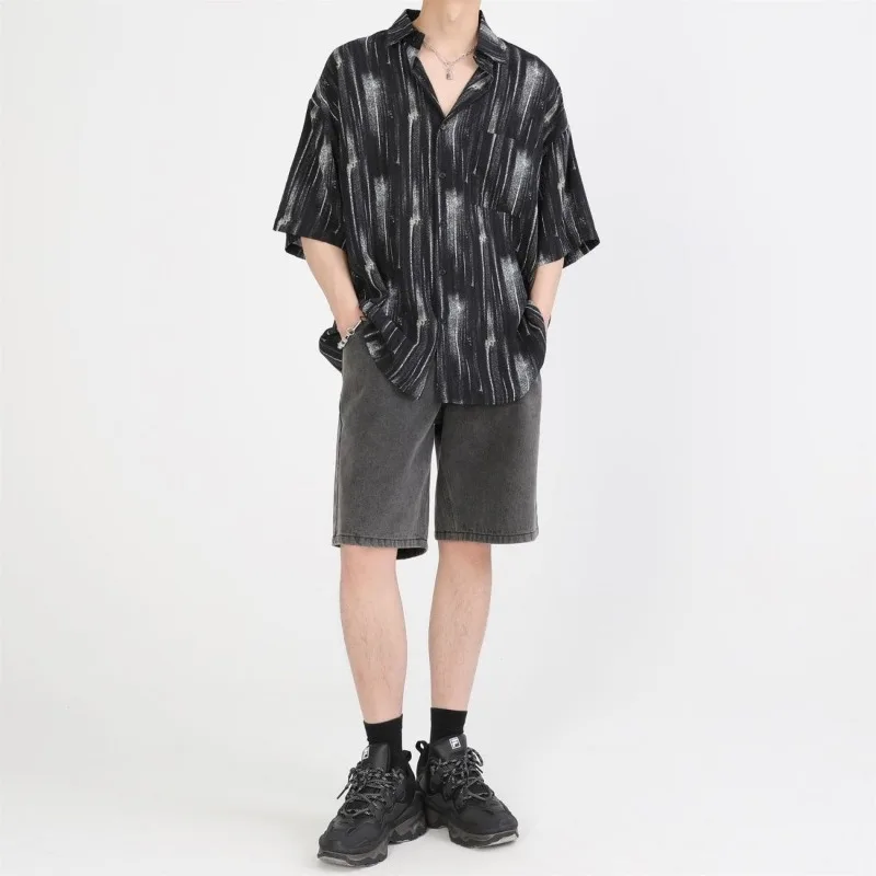 Men's Black White Tie Dye Striped Shirt Denim Shorts Two Piece Set Oversize Short Sleeve Casual Summer Outfit
Men's Black White Tie Dye Striped Shirt Denim Shorts Two Piece Set Oversize Short Sleeve Casual Summer Outfit