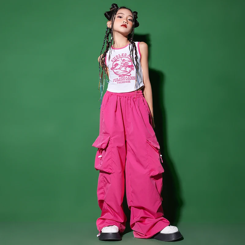 Kids Festival Hip Hop Clothing Crop Tank Vest Pink Cargo Pants For Girls Jazz Showing Dance Costume Teenage Rave Stage Clothes
Kids Festival Hip Hop Clothing Crop Tank Vest Pink Cargo Pants For Girls Jazz Showing Dance Costume Teenage Rave Stage Clothes