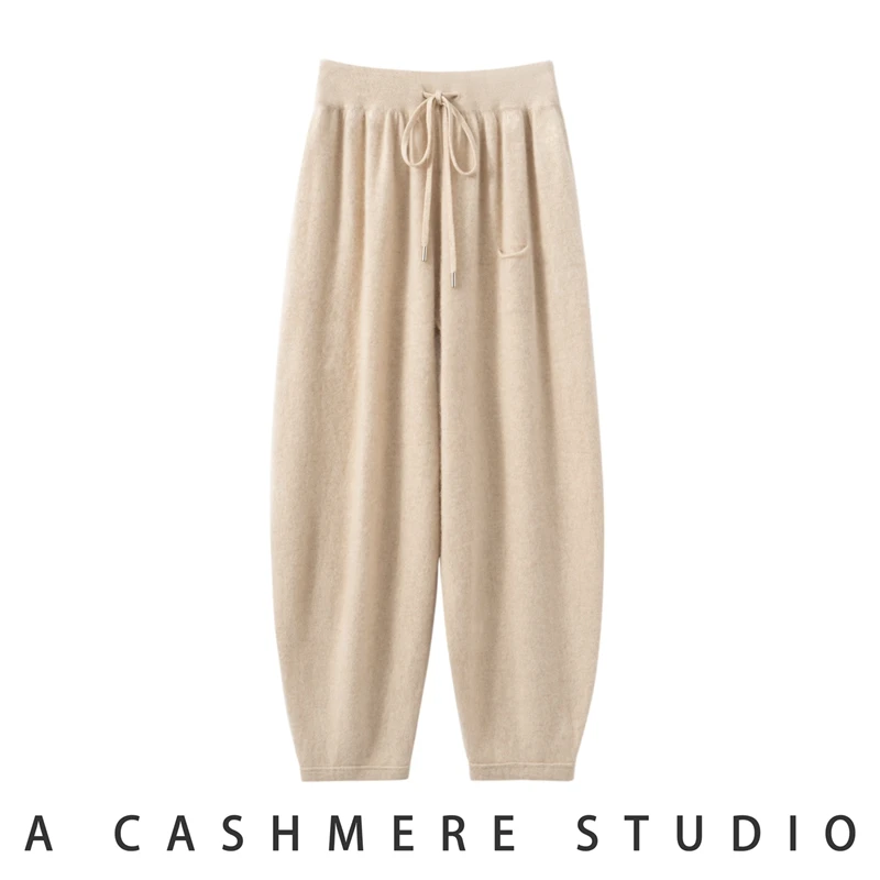 New 100% Cashmere Elastic Waistband Carrot Pants Casual Loose Long Pants Women Autumn Winter Fashionable Trendy Knitted Pants
New 100% Cashmere Elastic Waistband Carrot Pants Casual Loose Long Pants Women Autumn Winter Fashionable Trendy Knitted Pants