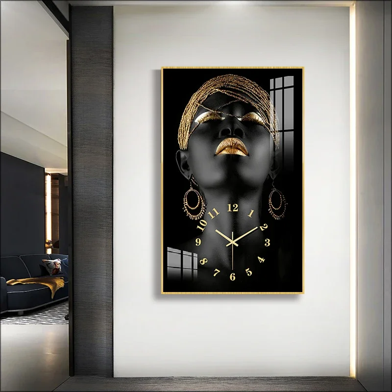 African Beauty Art Wall Clock Home Decor Silent Quartz Clock Aluminum Alloy Frame Fashion Christmas Gift Family 25X40cm
African Beauty Art Wall Clock Home Decor Silent Quartz Clock Aluminum Alloy Frame Fashion Christmas Gift Family 25X40cm