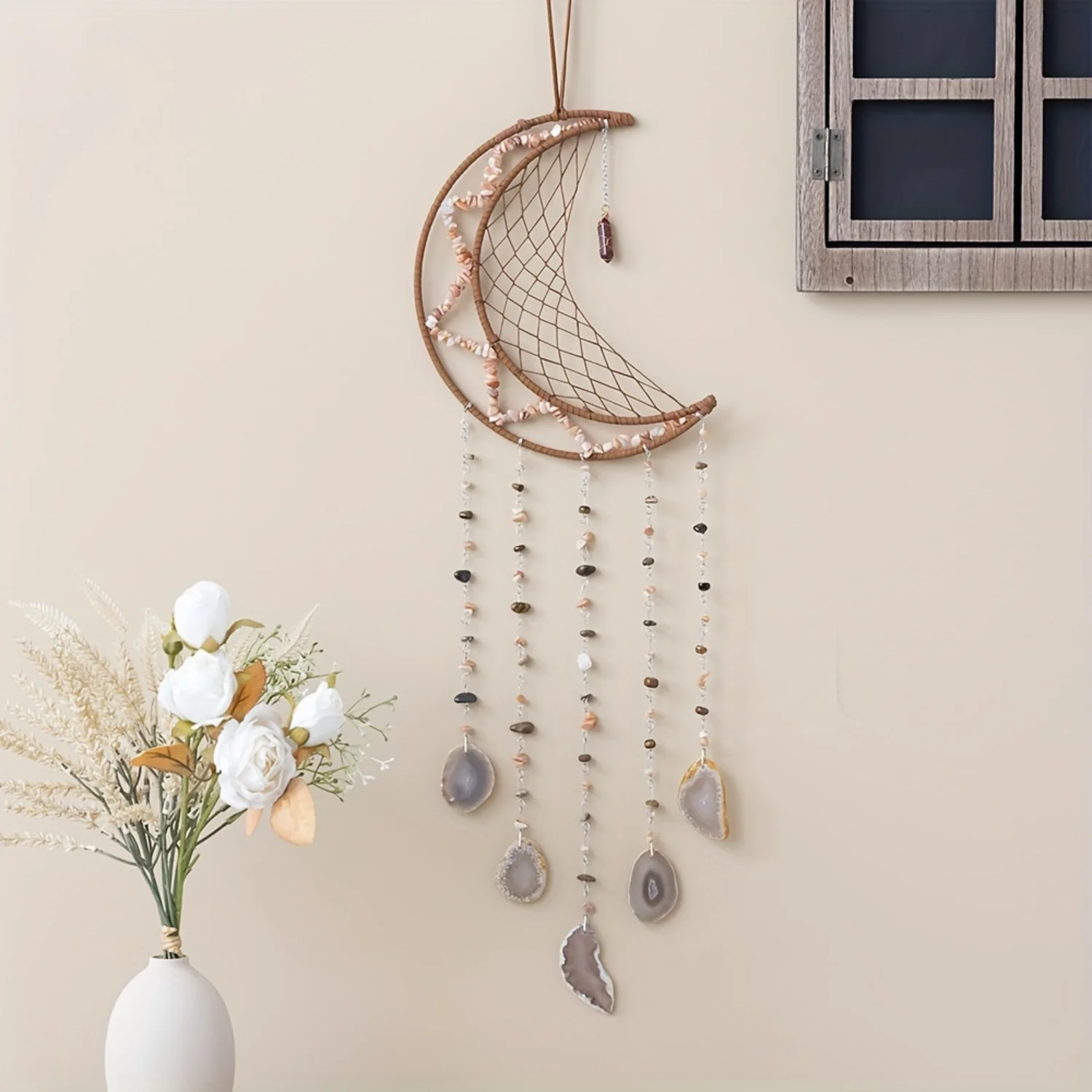 Agate Slice Wind Chime, Crystal Gemstone Hanging Ornament, Contemporary Style Decor - 9.45 X 29.53 Inches
Agate Slice Wind Chime, Crystal Gemstone Hanging Ornament, Contemporary Style Decor - 9.45 X 29.53 Inches