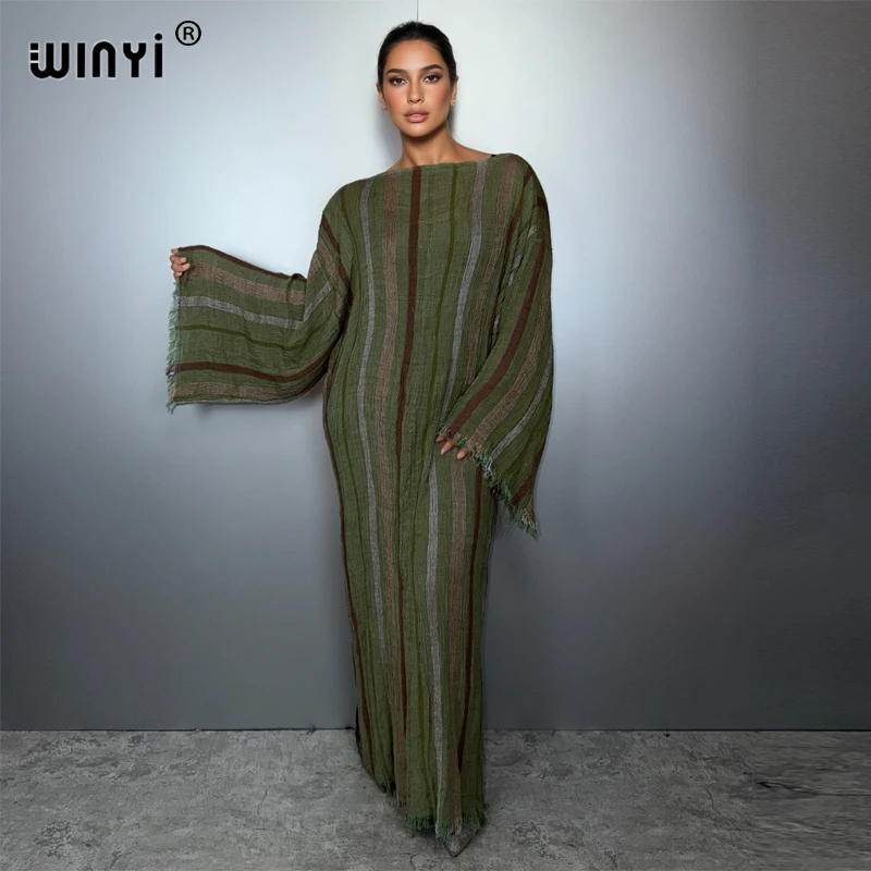 WINYI блог Подиум Дизайнерское вечернее платье Женское платье в полоску с принтом Ближний Восток Женский макси-кафтан Абая Дубай Роскошное мусульманское женское платье
WINYI блог Подиум Дизайнерское вечернее платье Женское платье в полоску с принтом Ближний Восток Женский макси-кафтан Абая Дубай Роскошное мусульманское женское платье