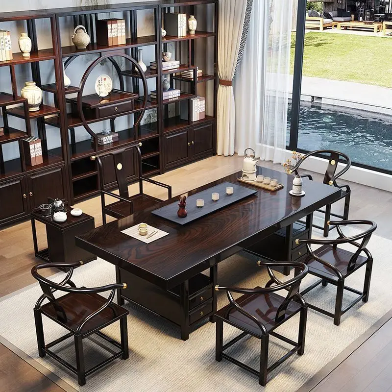 New Chinese style, ebony color, solid wood, tea table, large board, office, household, combination, tea table integrated
New Chinese style, ebony color, solid wood, tea table, large board, office, household, combination, tea table integrated
