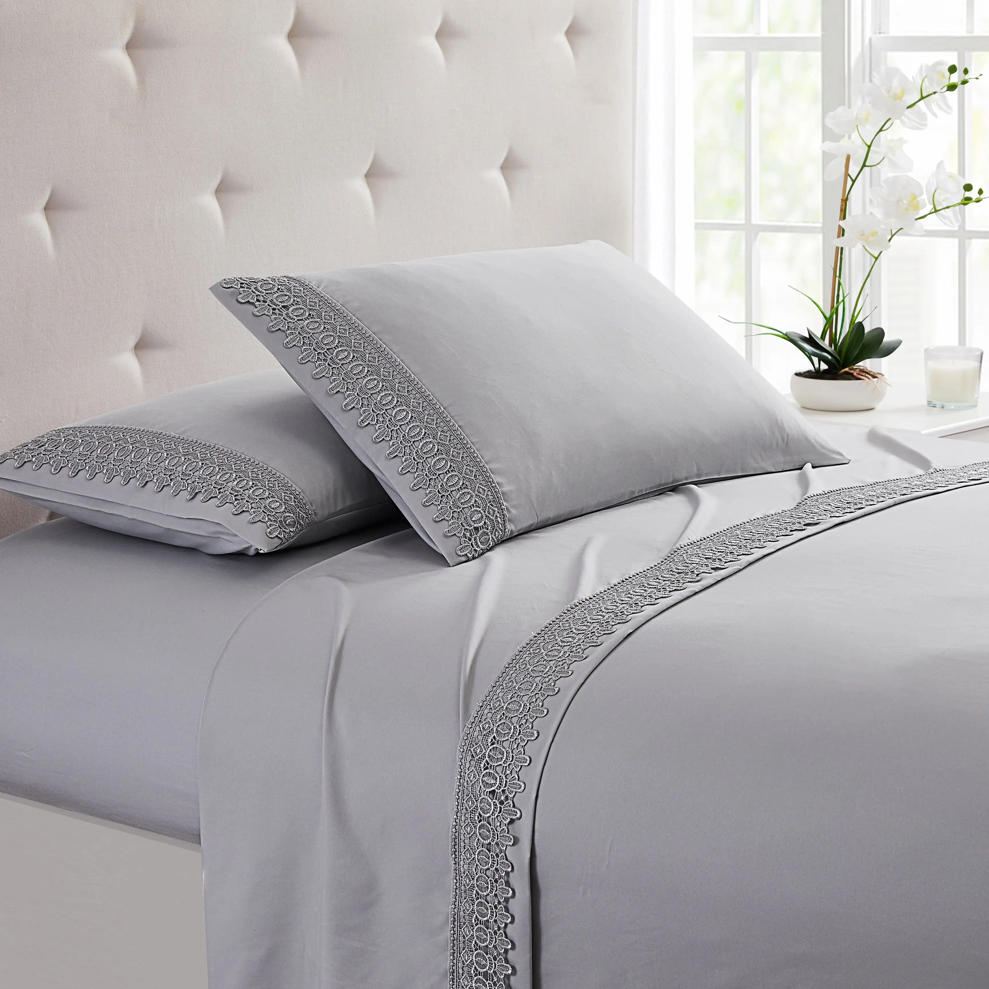 Комплект простыней из кружева из микрофибры Spirit Linen Home Est 1988, двойной, светло-серый
Комплект простыней из кружева из микрофибры Spirit Linen Home Est 1988, двойной, светло-серый
