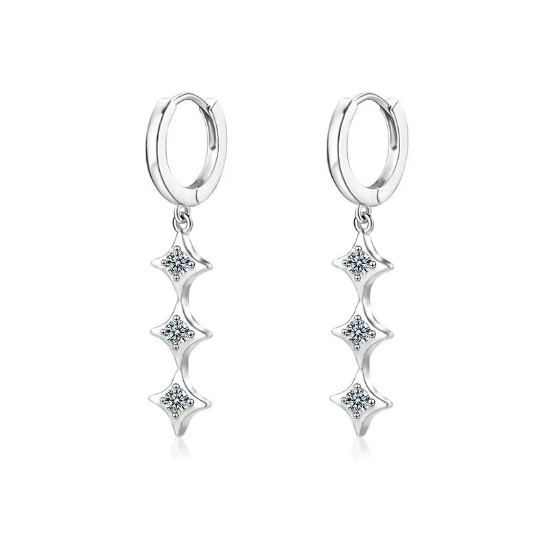 S925 sterling silver women's earrings plated with white gold, moissanite star tassel, European and American fashion jewelry
S925 sterling silver women's earrings plated with white gold, moissanite star tassel, European and American fashion jewelry