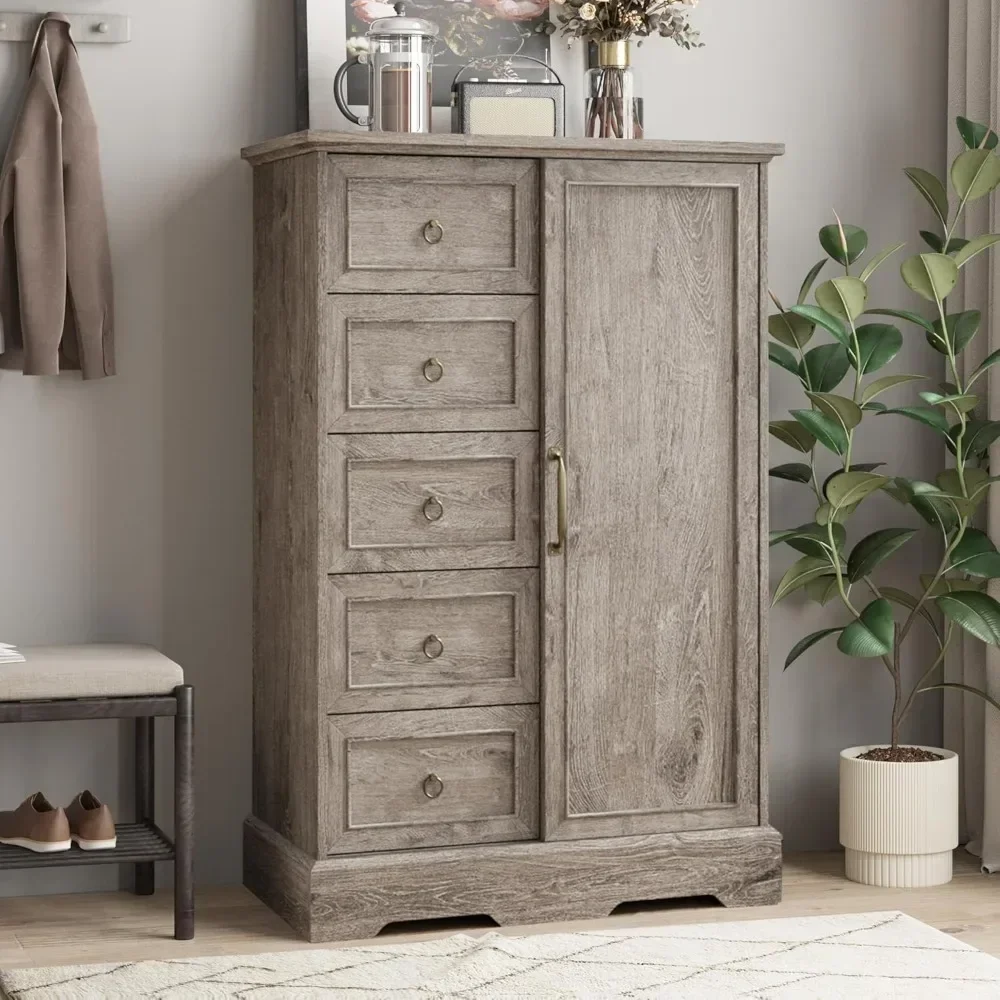 Farmhouse Dresser Storage Cabinet Chest of Drawer for Bedroom, 5 Drawer Dresser with Sliding Barn Door, 48" Tall Wood Dresser
Farmhouse Dresser Storage Cabinet Chest of Drawer for Bedroom, 5 Drawer Dresser with Sliding Barn Door, 48" Tall Wood Dresser