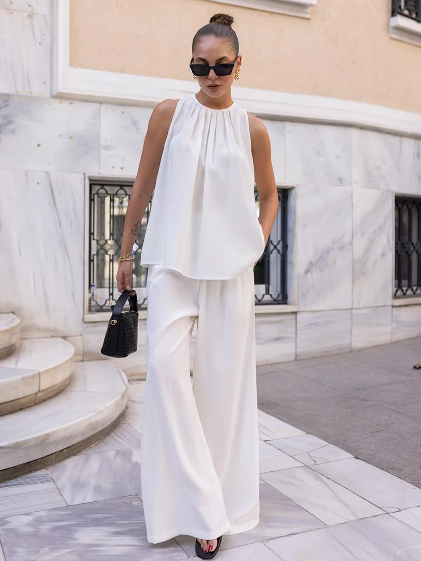 Marthaqiqi Summer Loose Ladies Nightwear Set O-Neck Sleepwear Sexy Tank Tops Pajama Wide Leg Pants Fashion Femme Nightgowns Suit
Marthaqiqi Summer Loose Ladies Nightwear Set O-Neck Sleepwear Sexy Tank Tops Pajama Wide Leg Pants Fashion Femme Nightgowns Suit