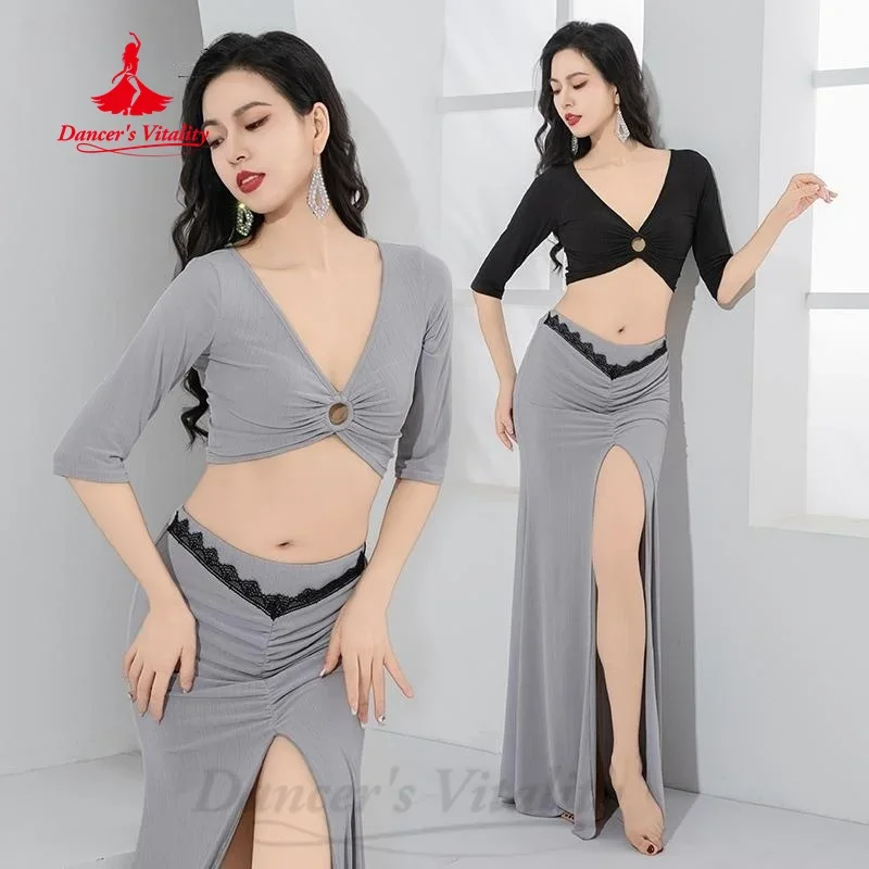 Belly Dancing Practice Clothes Half Sleeve V-neck Top+Sexy Long Skirt 2pcs Women's Oriental Dance Professional Training Clothing
Belly Dancing Practice Clothes Half Sleeve V-neck Top+Sexy Long Skirt 2pcs Women's Oriental Dance Professional Training Clothing