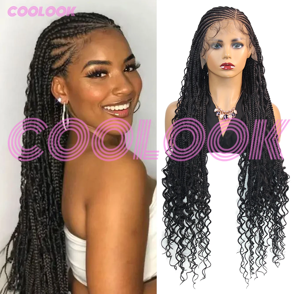 36Inch Boho Braided Wigs For Black Women Full Lace Cornrow Box Braided Wigs HD Full Lace Side Part Braided Wigs With Baby Hair 
36Inch Boho Braided Wigs For Black Women Full Lace Cornrow Box Braided Wigs HD Full Lace Side Part Braided Wigs With Baby Hair