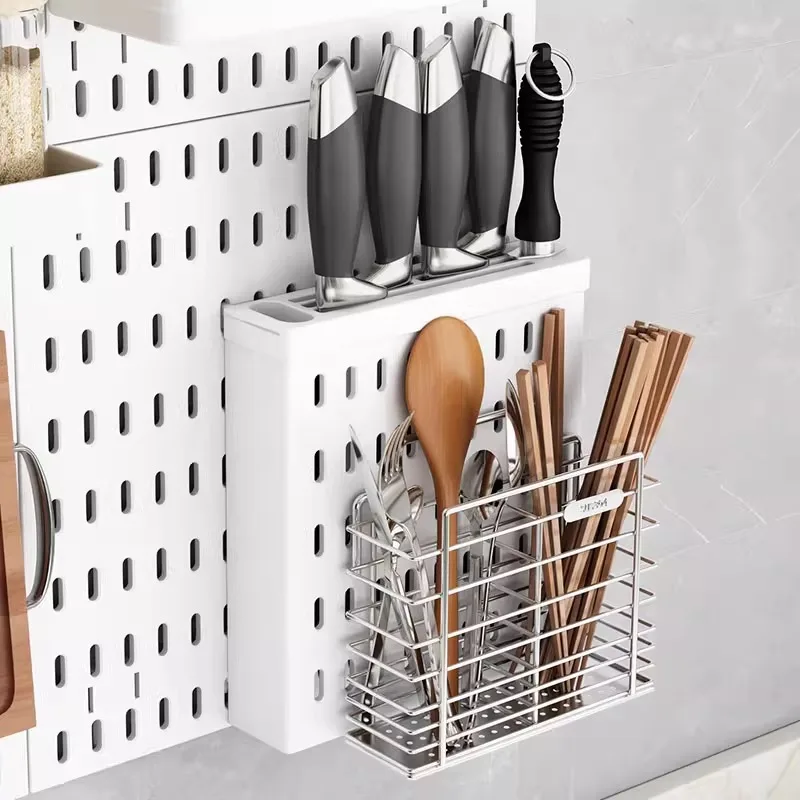 Wall Mounted Knife Block and Utensil Rack Dish Draining Basket Storage Organizer Without Drilling Kitchen Wall Saver Pegboard
Wall Mounted Knife Block and Utensil Rack Dish Draining Basket Storage Organizer Without Drilling Kitchen Wall Saver Pegboard