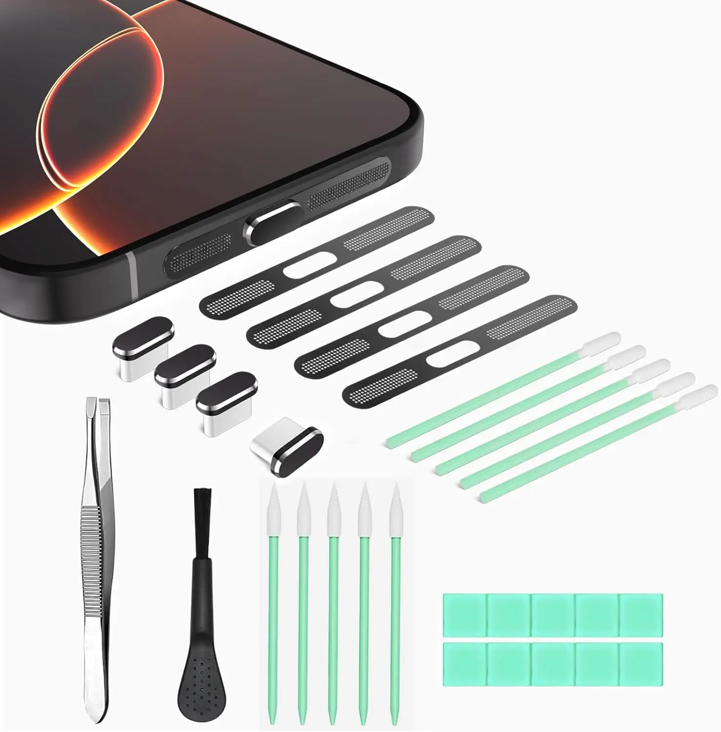 USB C Dust Plug & Speaker Cleaner Kit for iPhone 15/16/17 (Not Pro/Max)
USB C Dust Plug & Speaker Cleaner Kit for iPhone 15/16/17 (Not Pro/Max)