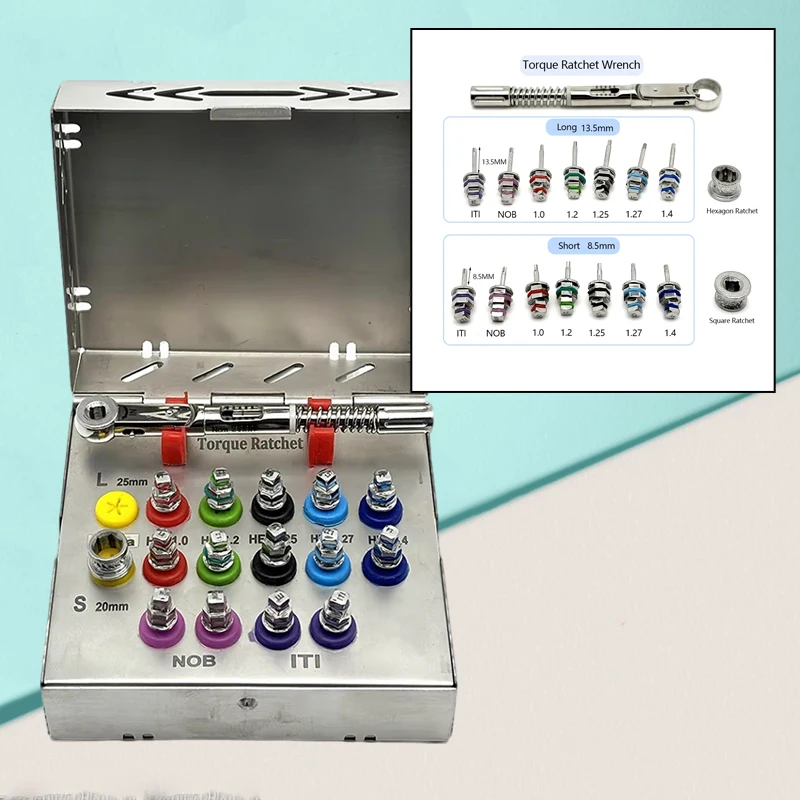 Dental Implantology Prosthetic Tools Dental Implant Torque Kit Screwdriver Wrench Prosthetic Restoration Ratchet Dentistry
Dental Implantology Prosthetic Tools Dental Implant Torque Kit Screwdriver Wrench Prosthetic Restoration Ratchet Dentistry