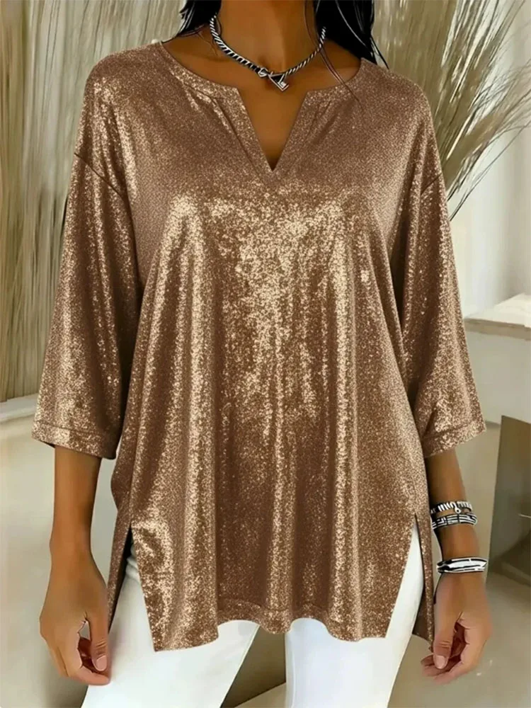 Women's Sexy V-neck Loose Club Party Blouse Women Elegant Half Sleeve Christmas Blouse 2025 Fashion Shiny Sequins Pullover Tops
Women's Sexy V-neck Loose Club Party Blouse Women Elegant Half Sleeve Christmas Blouse 2025 Fashion Shiny Sequins Pullover Tops