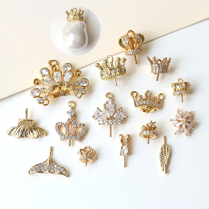 Gold plating copper Crown mermaid tail small wings with needle DIY jewelry earrings pearl decorative accessories
Gold plating copper Crown mermaid tail small wings with needle DIY jewelry earrings pearl decorative accessories