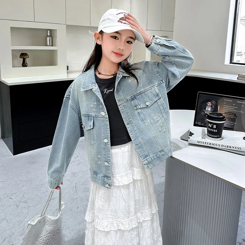 Teens Kids Fashion Denim Jacket with Rhinestones Tweens Child Casual Crystal Beaded Jeans Coat Girl Long Sleeve Streetwear Tops
Teens Kids Fashion Denim Jacket with Rhinestones Tweens Child Casual Crystal Beaded Jeans Coat Girl Long Sleeve Streetwear Tops
