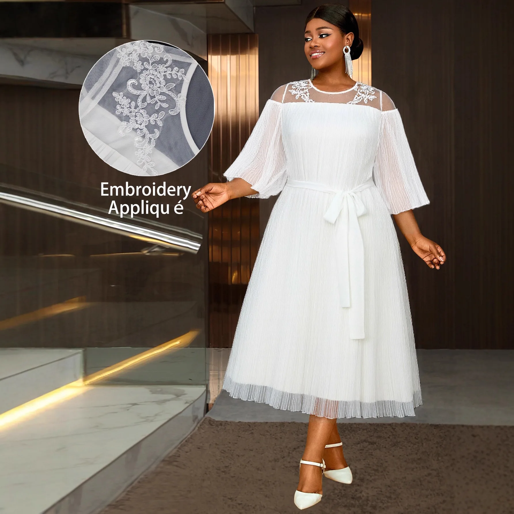 Elegant African Dresses for Women Autumn Fashion 3/4 Sleeve O-neck Party Evening White Long Dress Dashiki African Clothing
Elegant African Dresses for Women Autumn Fashion 3/4 Sleeve O-neck Party Evening White Long Dress Dashiki African Clothing