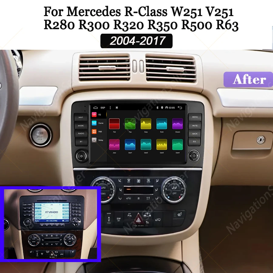 VIGOHI For Mercedes R320 Multimedia Android Gps Radio Bluetooth R Class W251 R280 R300 R350 2004-2017 Navigation Carplay Screen
VIGOHI For Mercedes R320 Multimedia Android Gps Radio Bluetooth R Class W251 R280 R300 R350 2004-2017 Navigation Carplay Screen