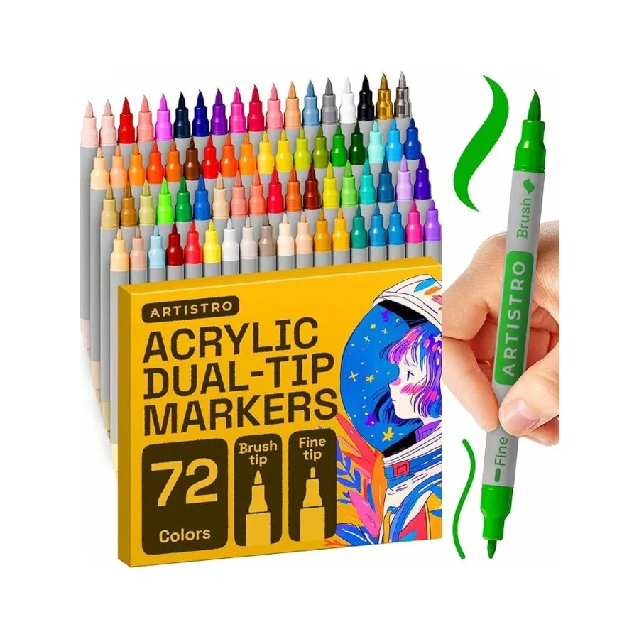 ARTISTRO 24 Dual Tip Brush + Fine Acrylic Paint Markers - Ideal For Calligraphy Paint Pens For Fabric, Rock, Glass, DIY - Hallo
ARTISTRO 24 Dual Tip Brush + Fine Acrylic Paint Markers - Ideal For Calligraphy Paint Pens For Fabric, Rock, Glass, DIY - Hallo