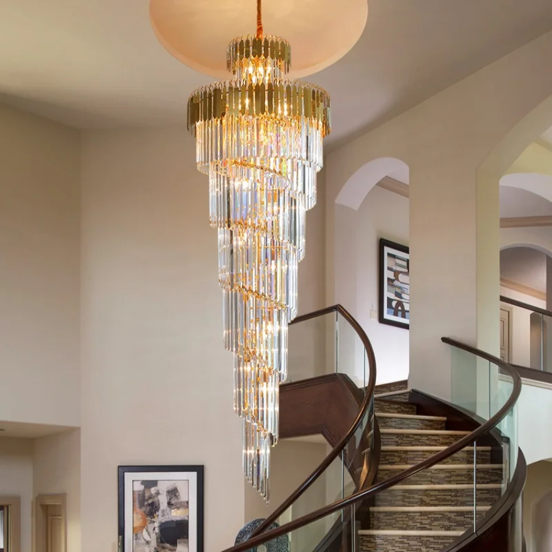 Long Crystal Staircase Gold Chandelier Modern Crystal Led Lustre Luxury Villa Hotel Hall Living Room Large Chandelier Home Decor
Long Crystal Staircase Gold Chandelier Modern Crystal Led Lustre Luxury Villa Hotel Hall Living Room Large Chandelier Home Decor