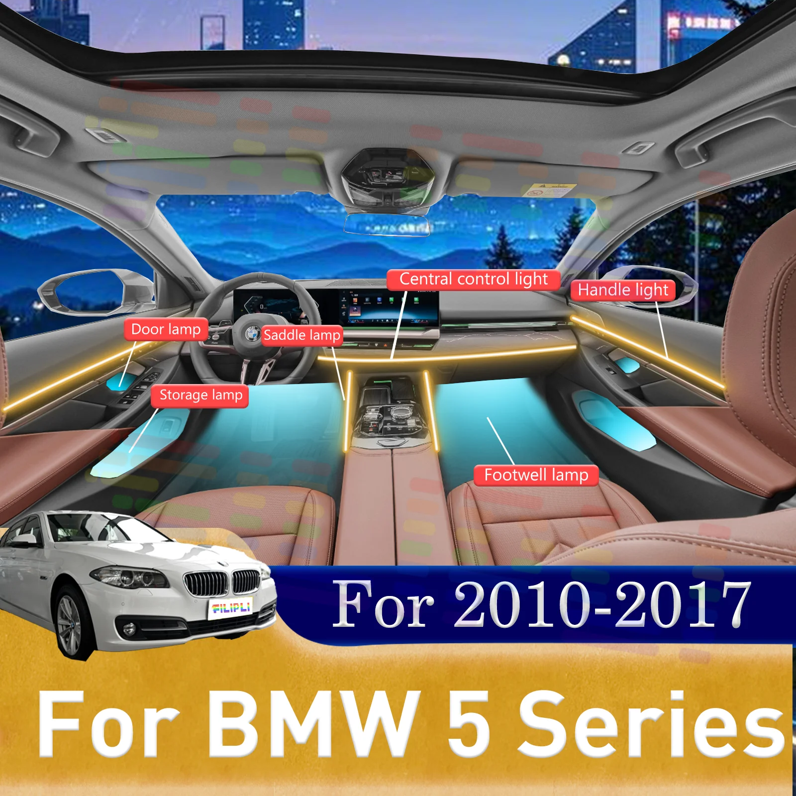 Для BMW 5 серии F10 F11 F18 Принесите спокойные вождения врача со скрытыми светодиодными ремнями для интерьера автомобиля
Для BMW 5 серии F10 F11 F18 Принесите спокойные вождения врача со скрытыми светодиодными ремнями для интерьера автомобиля