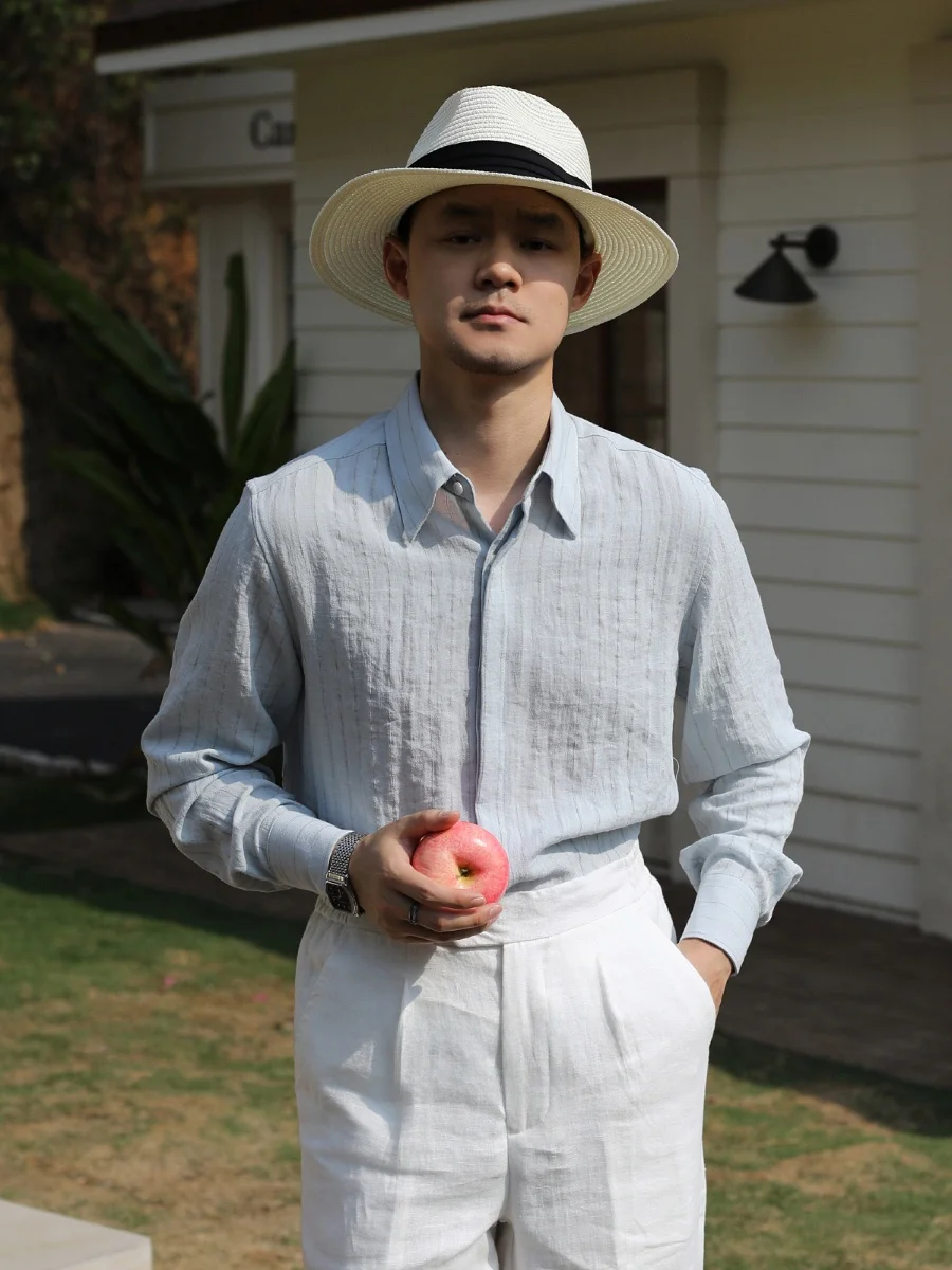 Light Blue Casual Breathable Slim Fit Stripe Shirt Italian Elegant Gentleman British Holiday Old Money Style Fashion Ur...
Light Blue Casual Breathable Slim Fit Stripe Shirt Italian Elegant Gentleman British Holiday Old Money Style Fashion Ur...