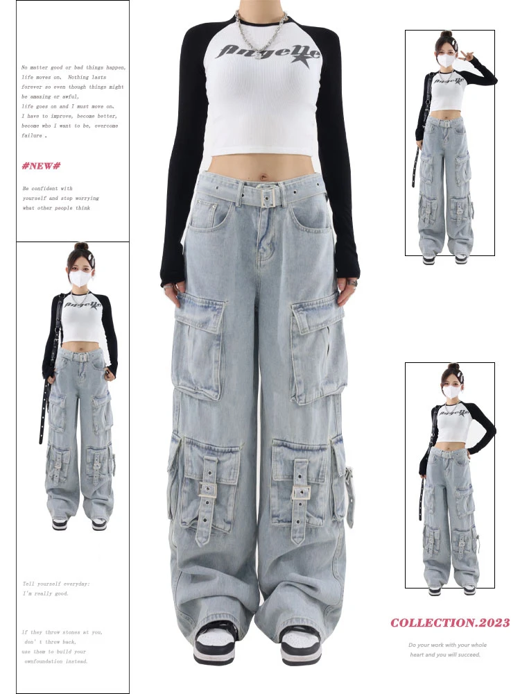 Women's Blue Baggy Cargo Jeans Vintage Korean Y2k Denim Trousers Harajuku 90s High Waist Cowboy Pants 2000s Trashy Clothes 2023
Women's Blue Baggy Cargo Jeans Vintage Korean Y2k Denim Trousers Harajuku 90s High Waist Cowboy Pants 2000s Trashy Clothes 2023