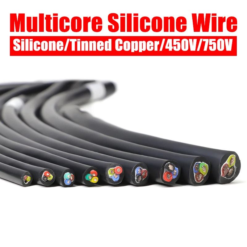 Black Multicore Heat resistant Silicone wire Square 0.3mm ~ Square 6mm 2 3 4 6Cores Tinned Copper soft cable Electrico wire
Black Multicore Heat resistant Silicone wire Square 0.3mm ~ Square 6mm 2 3 4 6Cores Tinned Copper soft cable Electrico wire