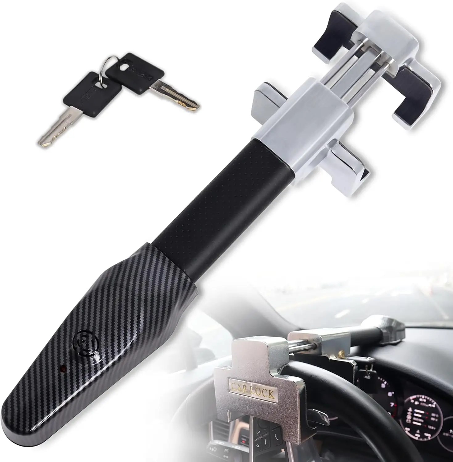 Сверхмощный замок на руль с сигнализацией для легковых автомобилей, грузовиков и внедорожников — противоугонное устройство безопасности включает 2 ключа (черный)
Сверхмощный замок на руль с сигнализацией для легковых автомобилей, грузовиков и внедорожников — противоугонное устройство безопасности включает 2 ключа (черный)