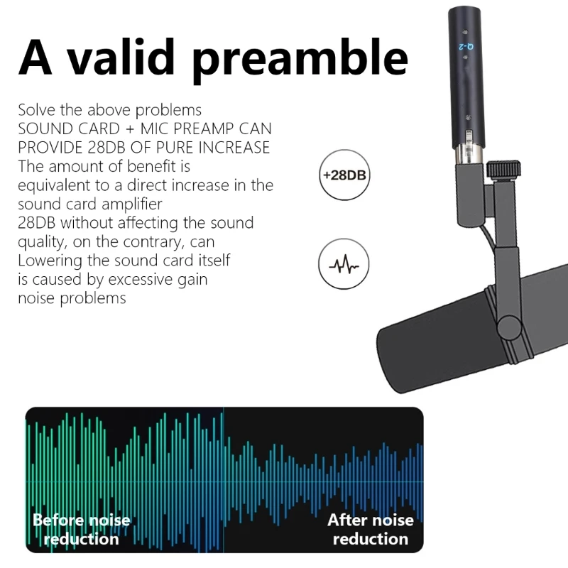 Microphones Preamp with 28dB Gains Mic Amplifiers Connectivitys for Dynamic Mics N2UB
Microphones Preamp with 28dB Gains Mic Amplifiers Connectivitys for Dynamic Mics N2UB
