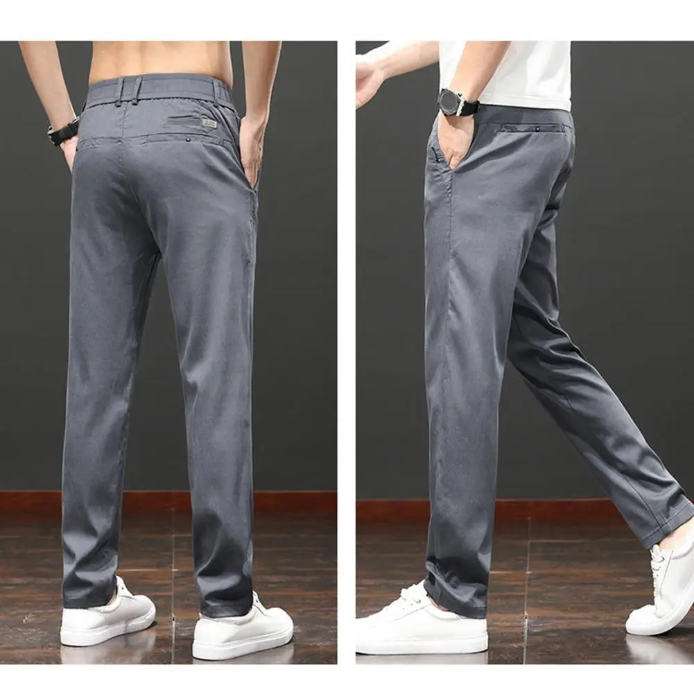 Штаны на молнии спереди, охлаждающая ткань, приталенные мужские брюки с эластичным поясом, боковые пуговицы, застежка-молния, повседневные 
Штаны на молнии спереди, охлаждающая ткань, приталенные мужские брюки с эластичным поясом, боковые пуговицы, застежка-молния, повседневные