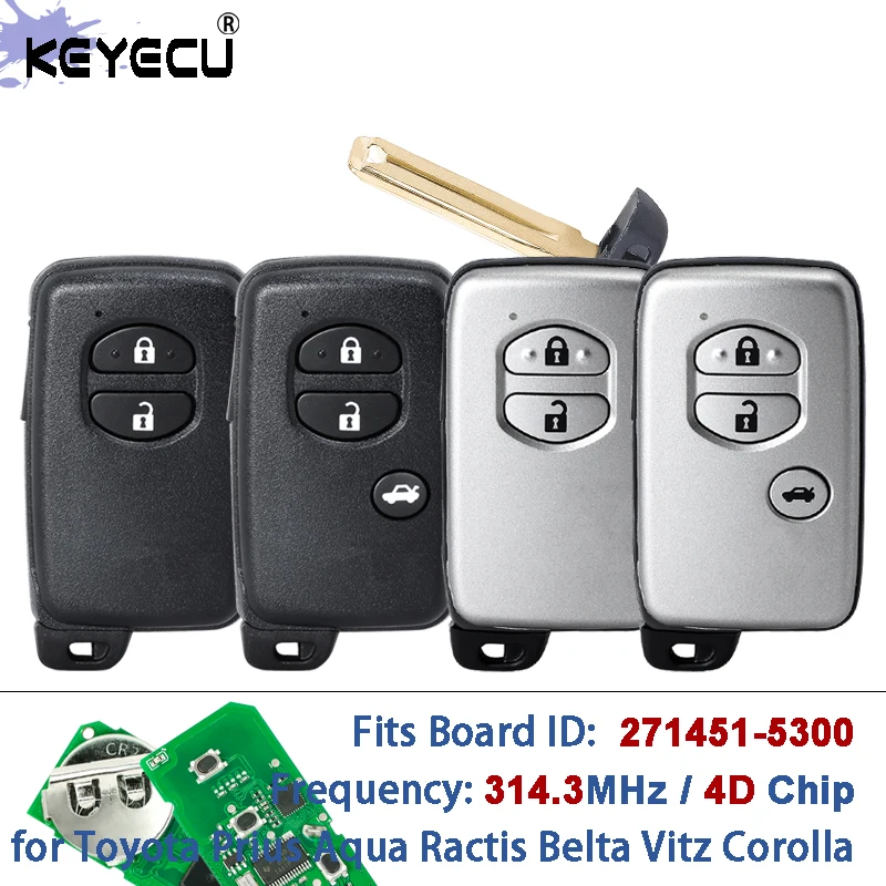 Плата KEYECU: 271451-5300, 314,3 МГц, 4D-чип, дистанционный брелок для смарт-карты для Toyota Prius Aqua Ractis Belta Vitz Corolla 2009+
Плата KEYECU: 271451-5300, 314,3 МГц, 4D-чип, дистанционный брелок для смарт-карты для Toyota Prius Aqua Ractis Belta Vitz Corolla 2009+