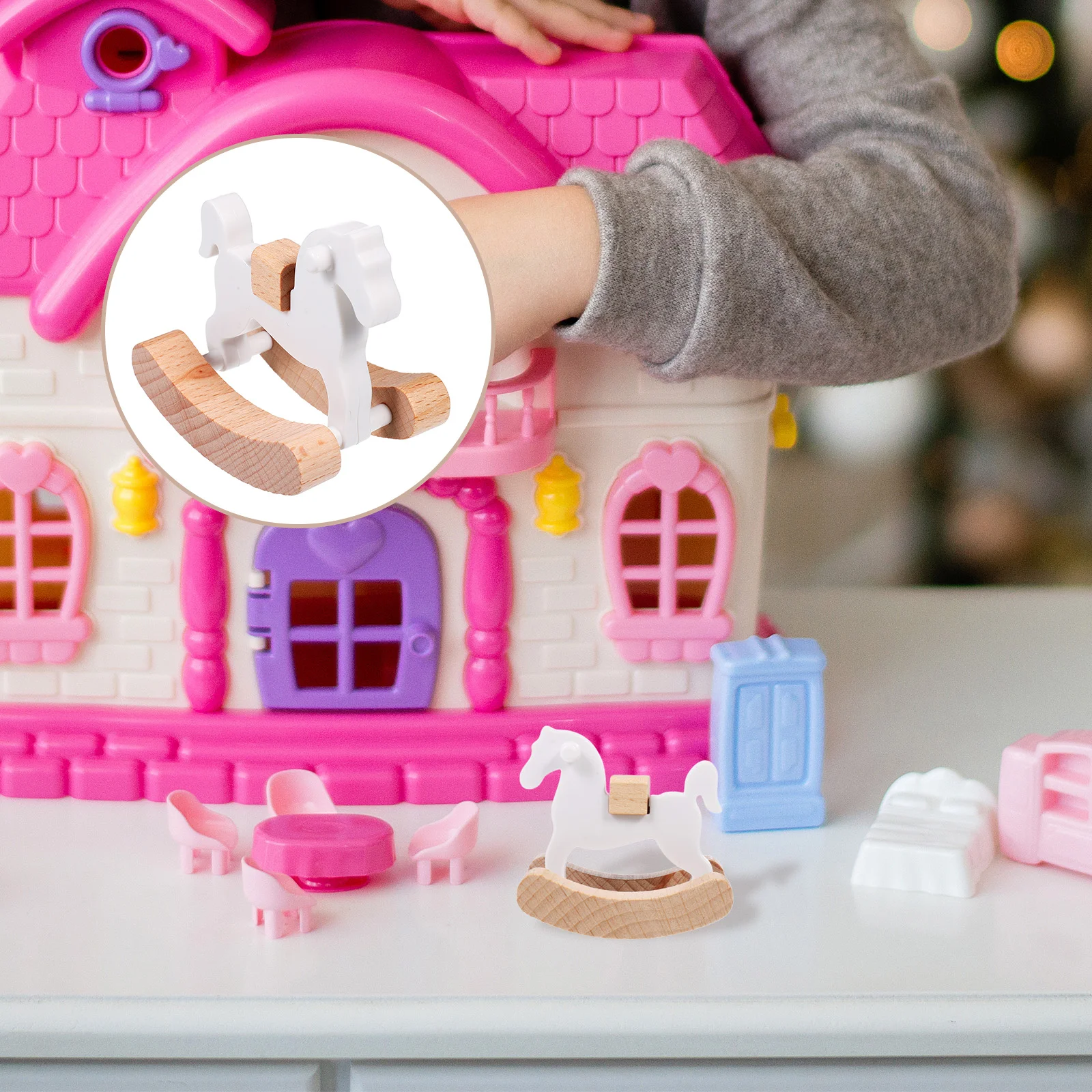 4Pcs Dollhouse Rocking Horse Mini Wooden Rocking Chair Baby Room Nursery Furniture Accessories DIY Craft Decoration
4Pcs Dollhouse Rocking Horse Mini Wooden Rocking Chair Baby Room Nursery Furniture Accessories DIY Craft Decoration