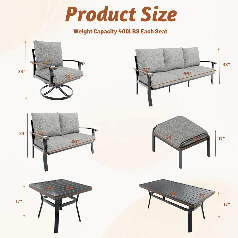 Outdoor Furniture Thickened Cushion 360 Degree Swivel Rocking Patio Chairs with Ottomans and 3Seat Sofa, Loveseat, Coffee Side
Outdoor Furniture Thickened Cushion 360 Degree Swivel Rocking Patio Chairs with Ottomans and 3Seat Sofa, Loveseat, Coffee Side