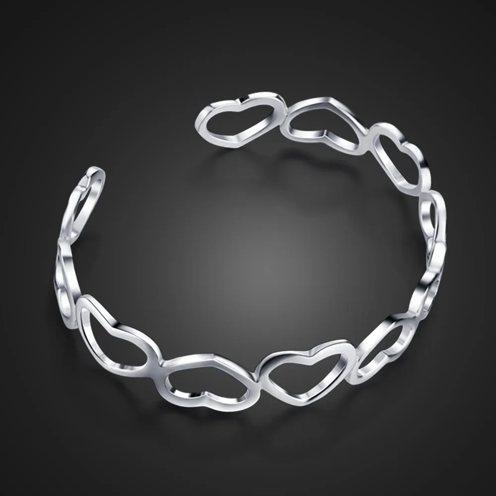Fashion 925 Sterling Silver Open Bracelet For Women Adjustable Heart Bangle Solid Silver Fine Original Party Jewelry Gifts
Fashion 925 Sterling Silver Open Bracelet For Women Adjustable Heart Bangle Solid Silver Fine Original Party Jewelry Gifts