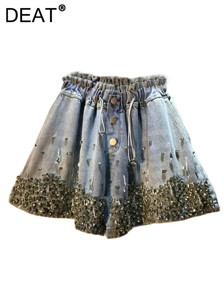 DEAT Women's Denim Shorts Full Diamond Tassel Elastic Waist Blue Loose Wide Leg Short Jeans 2024 Summer New Fashion 29L1479
DEAT Women's Denim Shorts Full Diamond Tassel Elastic Waist Blue Loose Wide Leg Short Jeans 2024 Summer New Fashion 29L1479