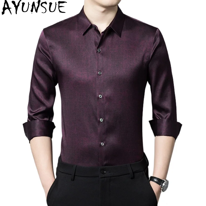AYUNSUE 90.8% Real Mulberry Silk Shirts for Men 2026 Summer Top High Quality Long Sleeve Shirts Man Clothing Casual Black Shirt
AYUNSUE 90.8% Real Mulberry Silk Shirts for Men 2026 Summer Top High Quality Long Sleeve Shirts Man Clothing Casual Black Shirt