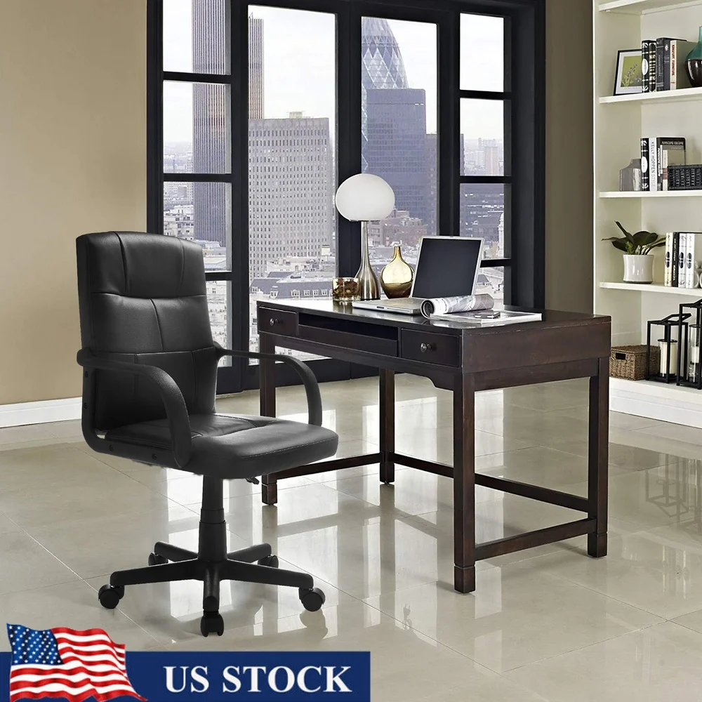 Tufted Leather Mid-Back Office Chair Adjustable Height Comfortable Desk Chair with Swivel Armrests Easy Assembly Indoor Use
Tufted Leather Mid-Back Office Chair Adjustable Height Comfortable Desk Chair with Swivel Armrests Easy Assembly Indoor Use