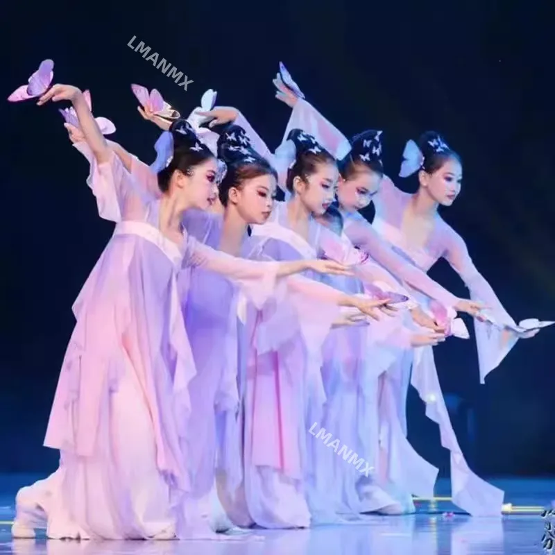 Китайские танцевальные костюмы, детский классический танец, танец Ханфу, изящный реквизит-бабочка
Китайские танцевальные костюмы, детский классический танец, танец Ханфу, изящный реквизит-бабочка