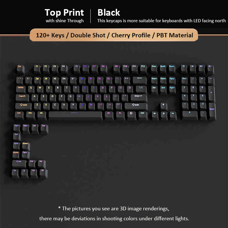 120 Keys Black Custom RGB Backlit PBT Keycaps Cherry Profile Double Shot Shine Through Keycaps for MX Switches Gaming Keyboard
120 Keys Black Custom RGB Backlit PBT Keycaps Cherry Profile Double Shot Shine Through Keycaps for MX Switches Gaming Keyboard