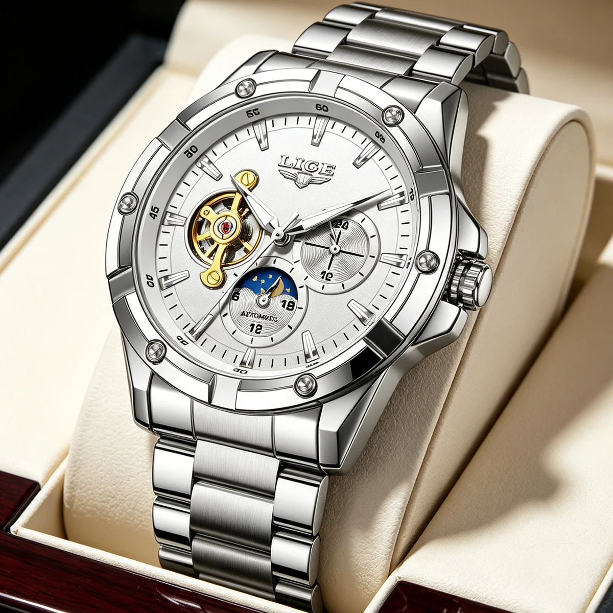 LIGE Mechanical Wristwatches Watches for Man Watches Golden Skeleton Automatic Mechanical Mens Watch reloj hombre montre homme
LIGE Mechanical Wristwatches Watches for Man Watches Golden Skeleton Automatic Mechanical Mens Watch reloj hombre montre homme